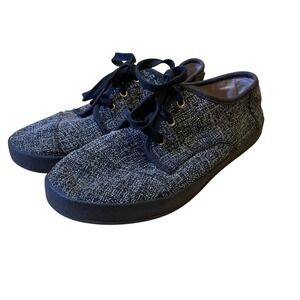 TOMS Casual Sneakers Lace Up Black Woven Shoes Everyday Walking Size 7